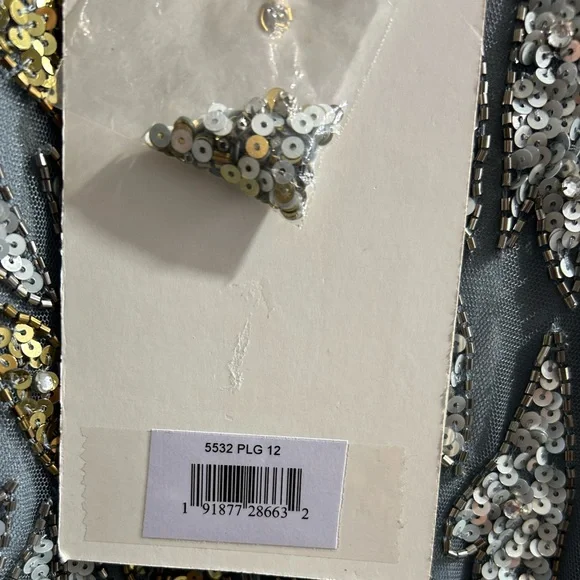 Mac Duggal Blue and Gold Maxi Dress